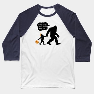 Bigfoot with Girl Child, Smell My Feet Halloween Baseball T-Shirt